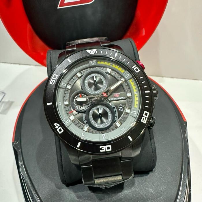 Jam tangan pria Chronoforce 5331G stainless black sport original water resist chronograph
