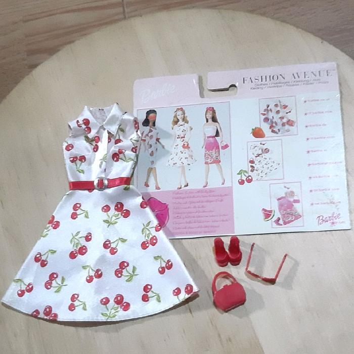 Baju Barbie Fashion Avenue Ave Cherry Dress Vintage Retro 2002 RARE Original Mattel - Preloved - Bek