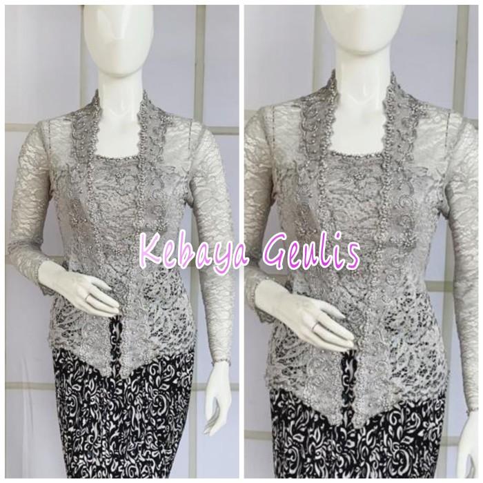 atasan kebaya kutubaru warna nude +longtorso - silver, S