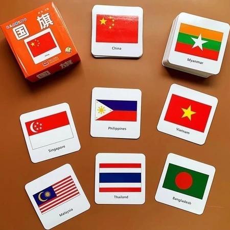 44pcs/Set Flash Card Bendera Dunia Mainan Kartu Bendera Dunia Kartu Bendera Negara Untuk Edukasi Ana