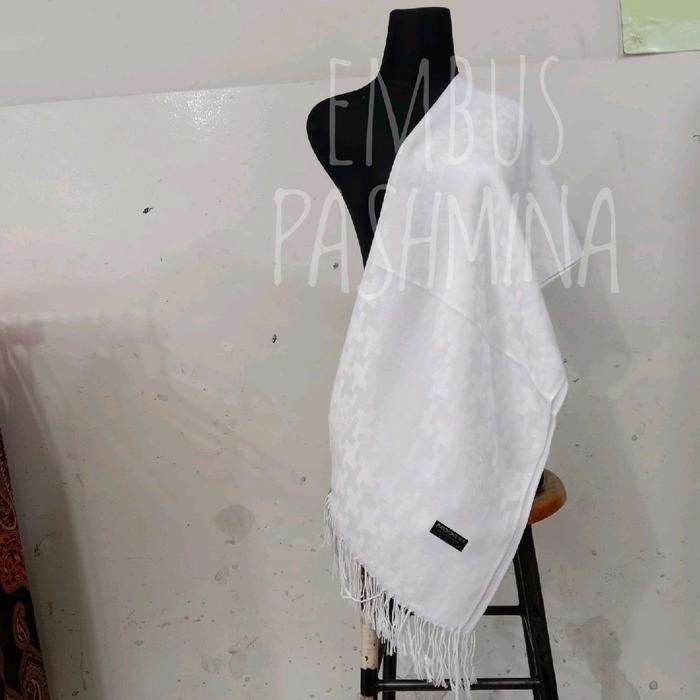 PASHMINA MOTIF POLOS EMBOS // SYAL MOTIF POLOS EMBOS // SCARF // SELENDANG Muslim Jilbab - putih, 18