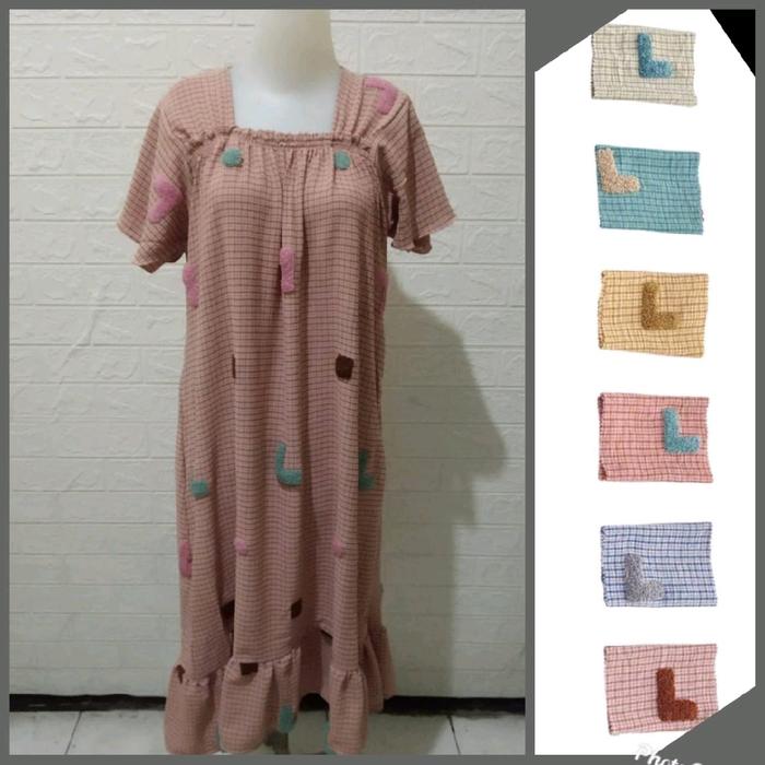 Midi Dress Crinkle Pom Pom Premium Wanita