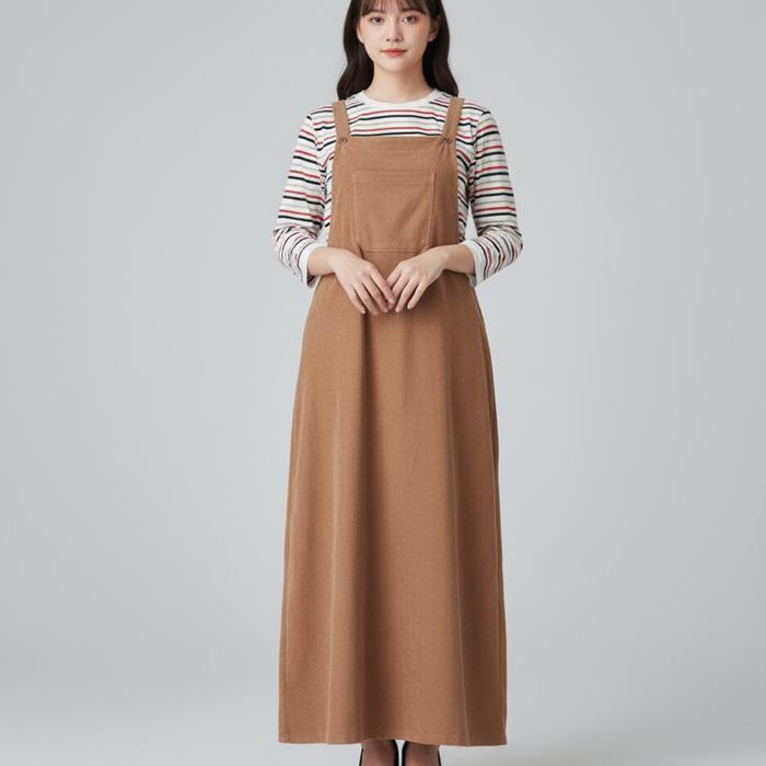 Lalisa Overal Jeans Wanita Tebal Dress Lucu Perempuan Dewasa Casual Panjang Denim Muslim Nyaman Gami