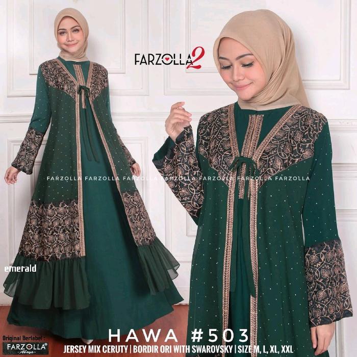 Gamis abaya mix bordir abaya hawa series by farzola size M-XXL kekinian