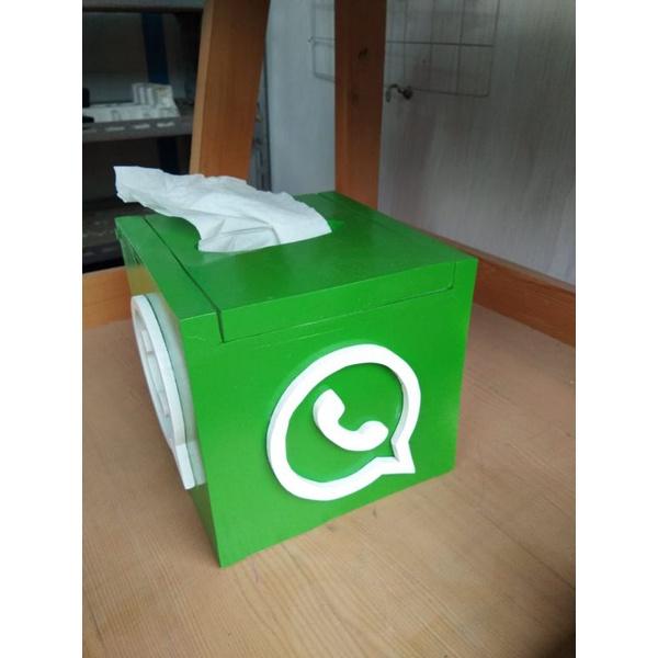 Kotak Tisu Whatsapp Ukuran kecil Hiasan dekorasi ruang tamu/makan tempat tisu unik desain logo timbu
