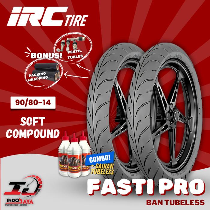 Indra Motopart - [New] BAN LUAR IRC TUBELESS SOFT COMPOUND FASTI PRO (90/80-14) BAN BALAP MATIC FFA 