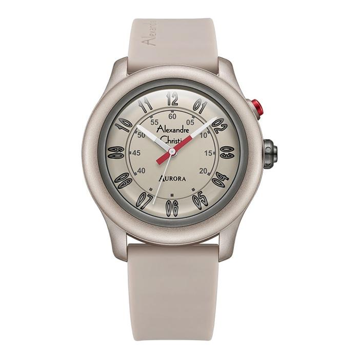 Jam Tangan Pria Alexandre Christie AuroraA AC 9397 MH RIGBO Men Beige Dial Beige Rubber Strap