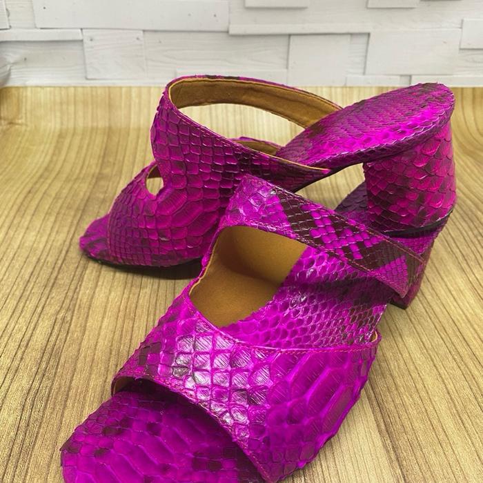 Sepatu Fashion Wanita Cornell Size 39 Hak 5 cm dan 41 Hak 3 cm Asli Kulit Ular Pink Fanta - Casual H