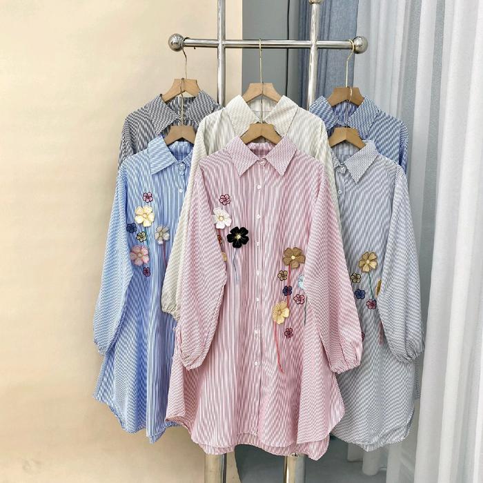 JENWILL-Tunik Salur Elegan Super Cantik Atasan Katun