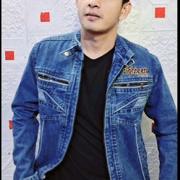 JAKET JEANS PRIA TERBARU SIMPLE DAN ELEGAN JAKET BIKER EMBLEM LOGO FULL BORDIR EMBOS ( BY OLSHOP KEM