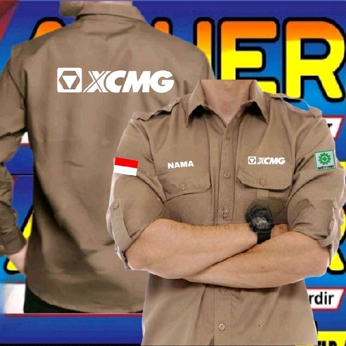 warna coklat ready kemeja XCMG baju XCMG seragam XCMG Pdh XCMG Pdl XCMG baju kerja XCMG seragam kerj