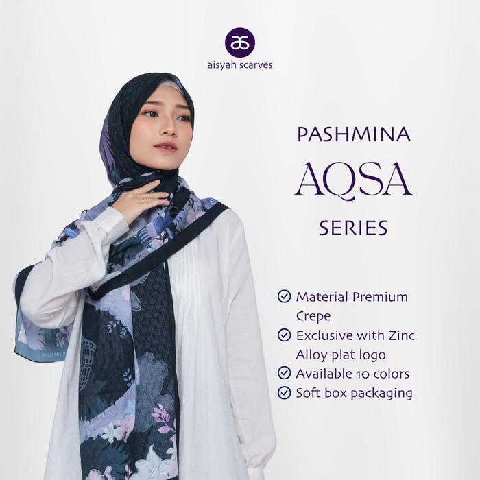 AISYAH SCARVES Jilbab Printing Pashmina Aqsa | Hijab Modest Fashion | Pashmina Crepe | Pakaian Musli