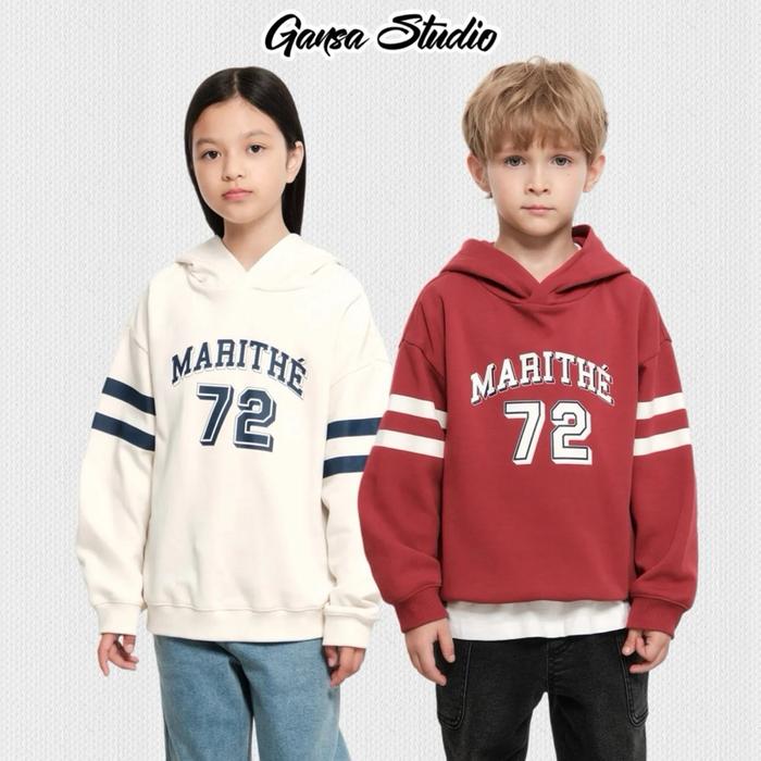 Marithe Kids Stripe printed Hoodie