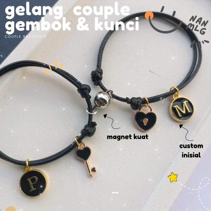 GELANG COUPLE GEMBOK KUNCI CUSTOM INISIAL