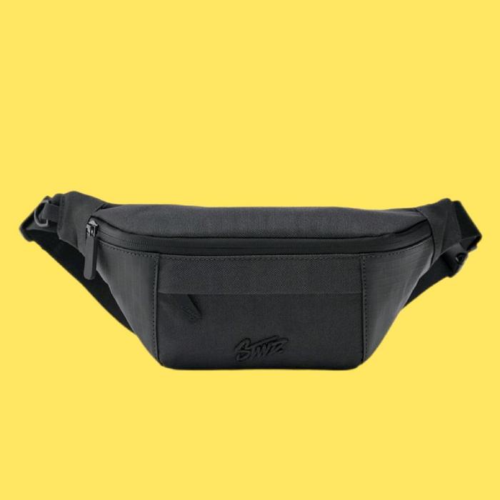 Waist Bag Pull and Bear Nilon Stwd Pria Original Hitam