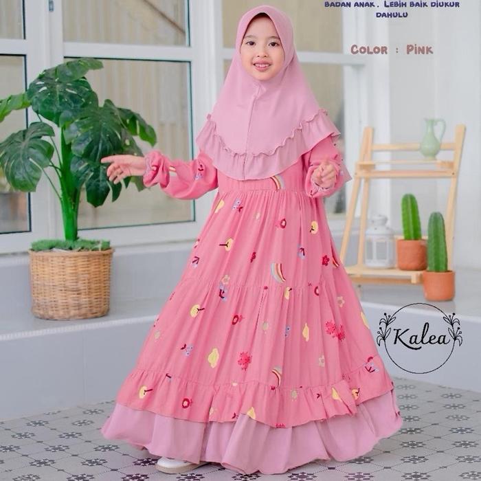 ALZETA CIMOY PELANGI ONDE KALEA KIDS SET HIJAB DRESS ANAK  GAMIS ANAK FREE JILBAB