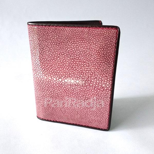 Pariradja Dompet Pria Kulit Ikan Pari Asli Model Berdiri Polish Maroon | Dompet Kulit Pari