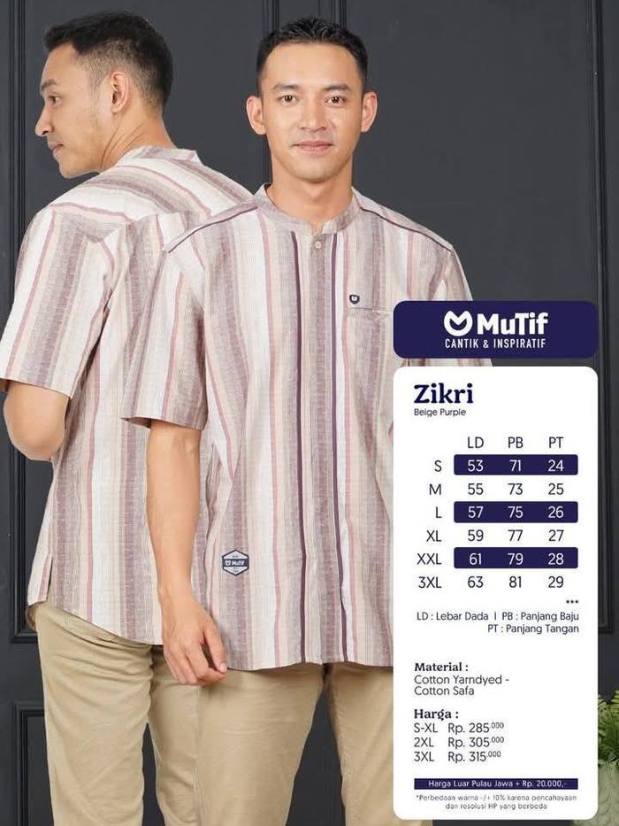 ZIKRA // WARNA BEIGE PURPLE // ATASAN MUSLIM