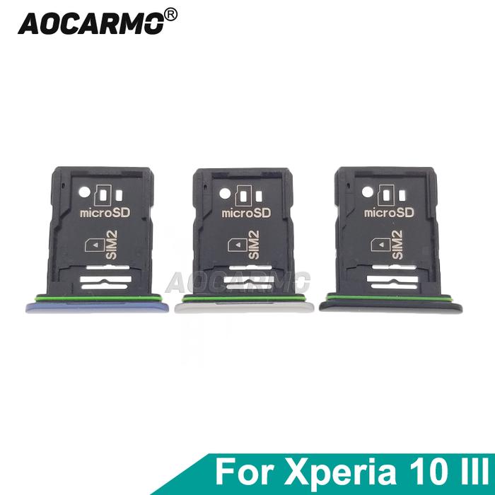 Aocarmo For Sony Xperia 10 III Mark3 X10III Dual SIM Card Holder Sim