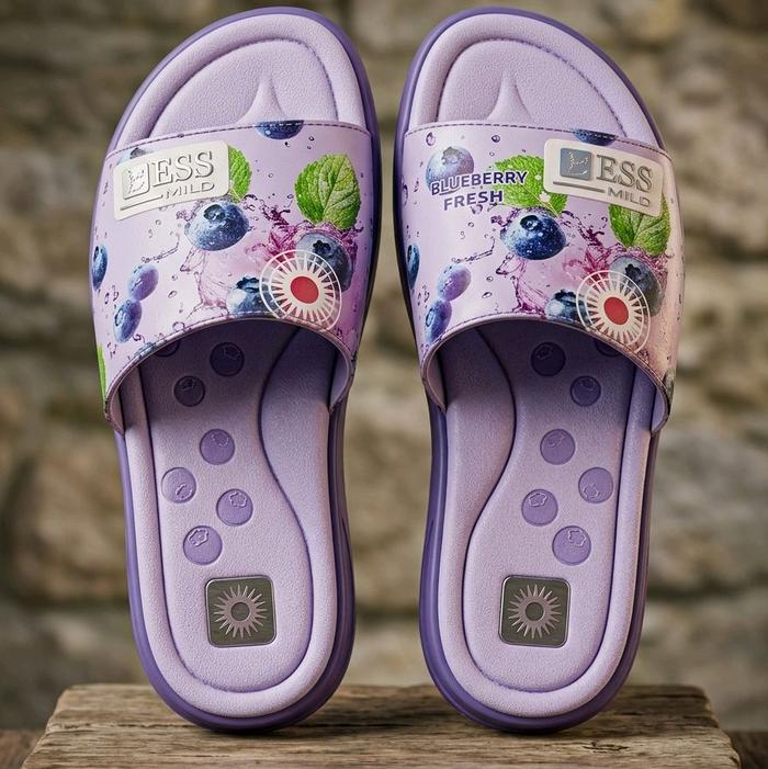 ESS Mild Blueberry Fresh Sandal Wanita Nyaman dengan Desain Buah-buahan dan Warna Ungu