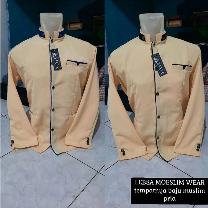 jasko/jasco/jaskoko busana muslim pria terbaru 2024 warna krem lis hitam dan lis biru polos