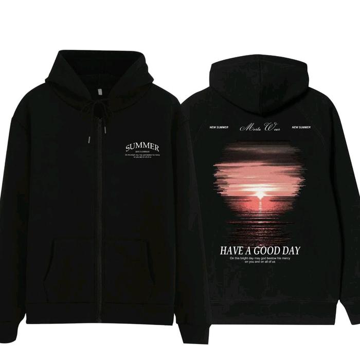 Hoodie Cowok Tebal Warna Hitam Motif Bergambar