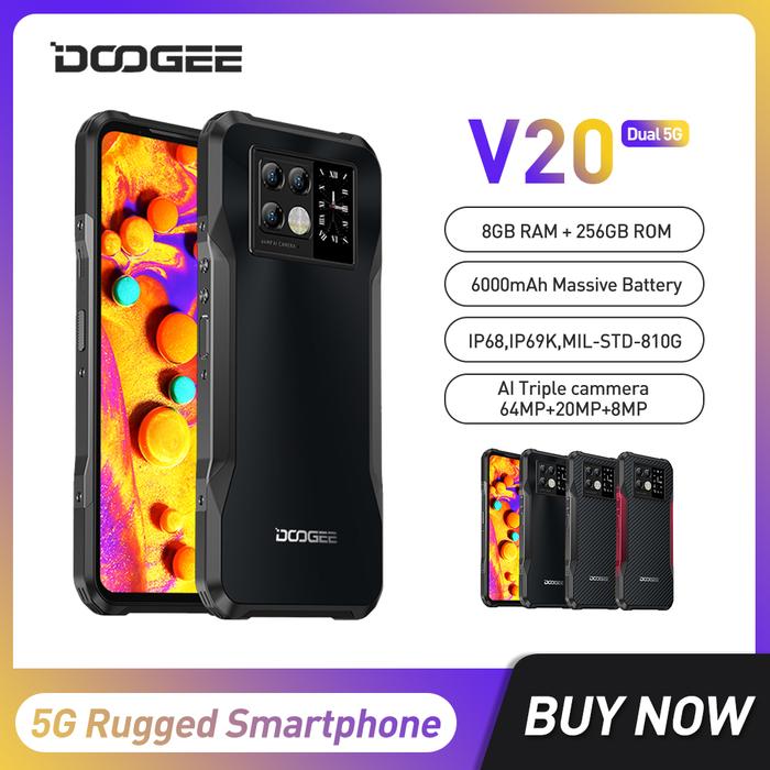 DOOGEE V20 Rugged Phone Dual 5G SmartPhone Android 11 6.43" Mobile