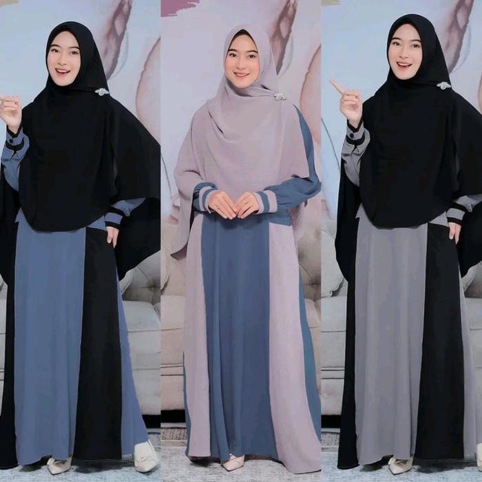Zifani Series Gamis Syari Set Khimar Terbaru Model kekinian Kualiatas  Premium Busui Freandly | Dres