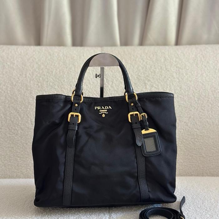 PRELOVED Prada Tessuto Nylon Tote Bag Black GHW