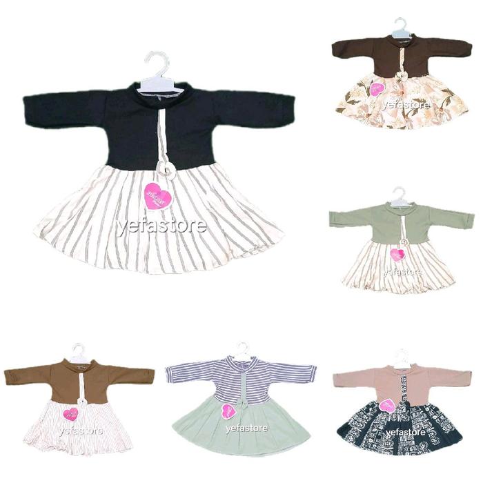 DRESS ANAK LENGAN PANJANG PEREMPUAN BAJU BAYI 0-12 BULAN MURAH LUCU | [DRESS LP] YES Cewek Katun Mot