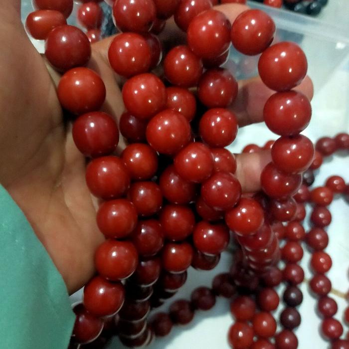 Tasbih Jumbo Biji Gebang Pocok Lontar Merah 99 Butir untuk Doa dan Ibadah