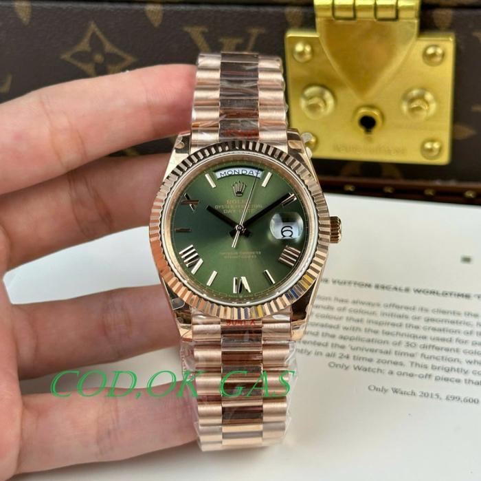 DAYDATE SWISS RolexWatches Day-Date Green Dial Rose Gold Weight 186 Grams QF Factory 40mm