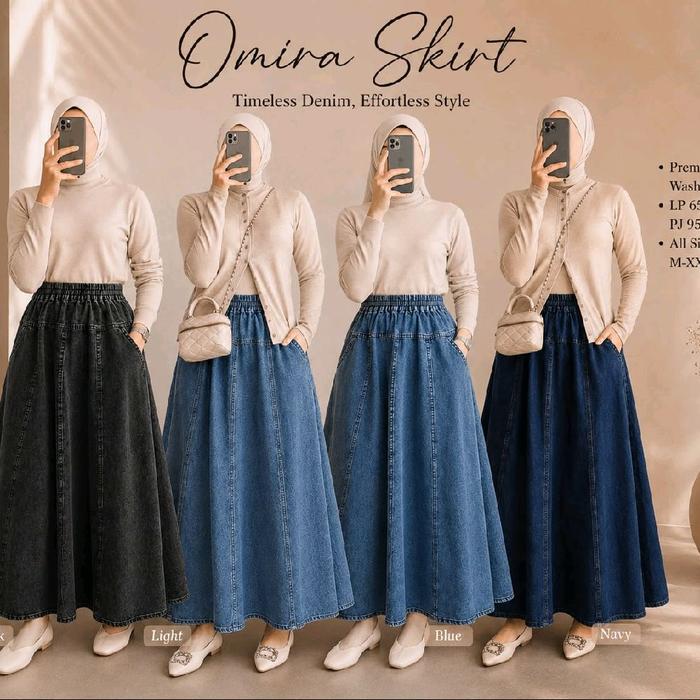 omira skirt jeans wanita by A.N.Y store levis wanita kekinian rok jeans import long rok jeans premiu