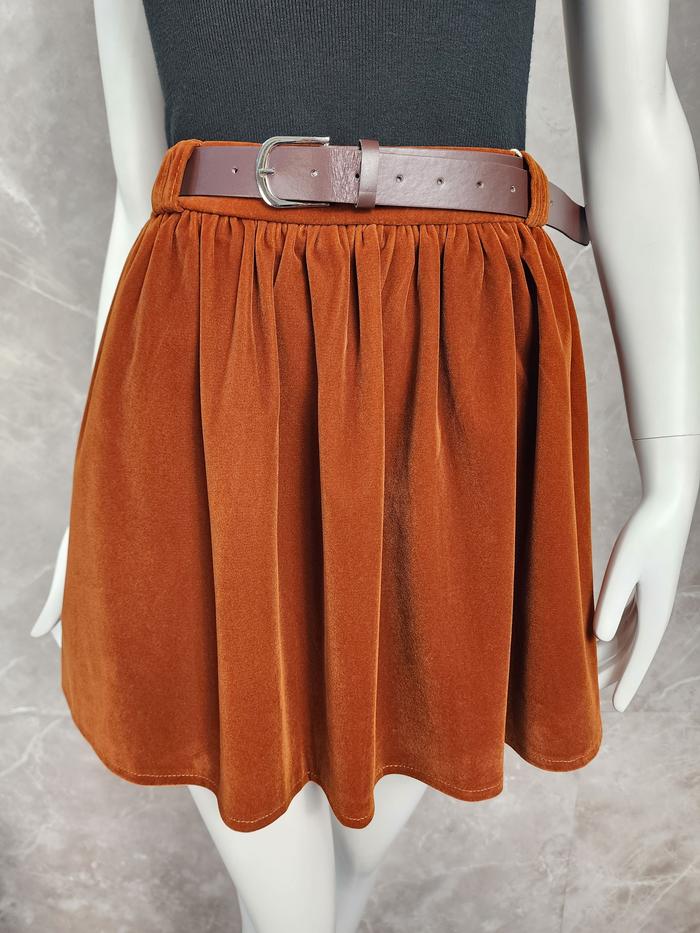 [BW108] - Bawahan Rok Pendek Wanita Bludru Belt Include