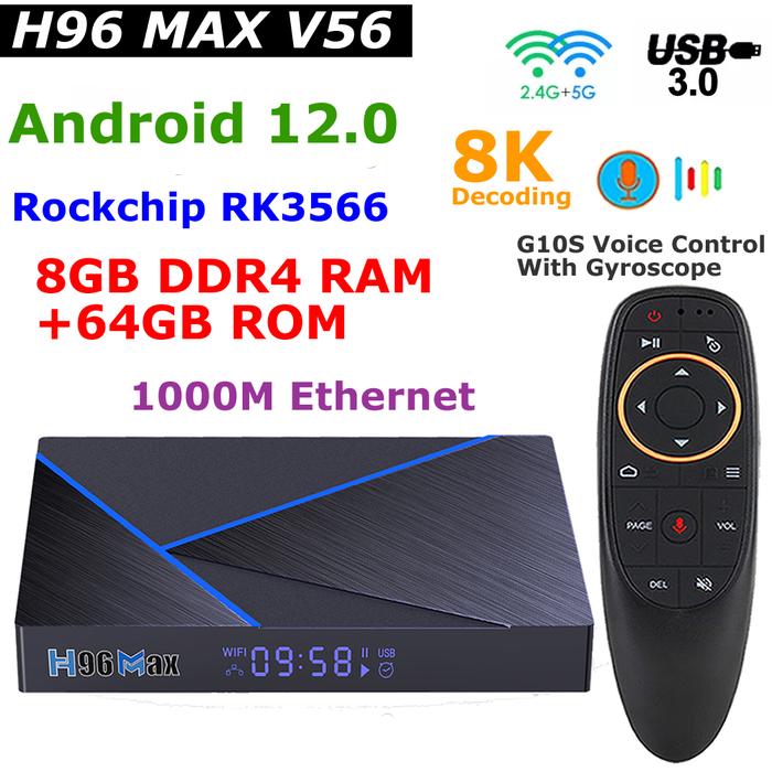 H96 MAX V56 Android 12 TV Box Rockchip RK3566 8GB DDR4 RAM 6GB ROM 5G