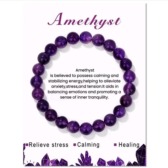 Gelang Amethys Batu Kecubung Fengshui Cina Guardian Stone Bio Energy Keberuntungan & Terapi Kesehata