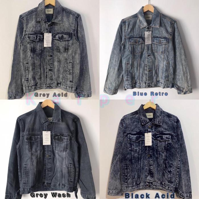 【Special】 JAKET JEANS PULL&BEAR PRIA BLACK GREY SNOW ACID PULLANDBEAR P&B PULL & BEAR JACKET DENIM S
