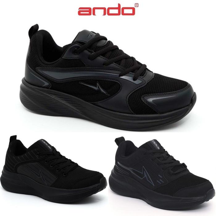Ando Joe Sepatu Sneakers Sekolah 39-44 Sneaker Kasual Pria Hitam Polos Dunant tct magnet