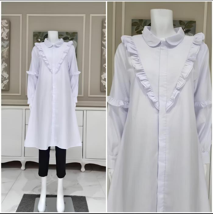 Tunik ED-NESS Kayla Toyobo Fodu Putih Basic Muslim Nyaman