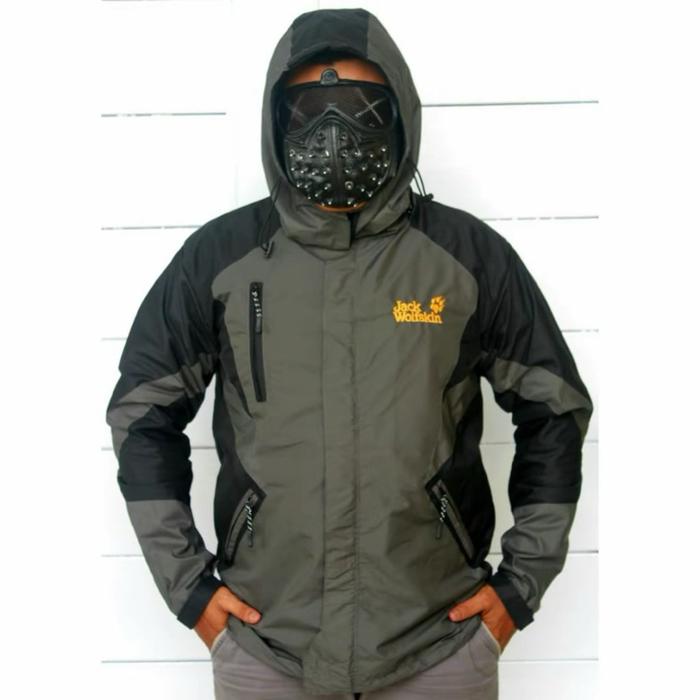 Jaket Outdoor JWS Gortex Anti Air Unisex dengan Desain Hoodie dan Detail Logo Orange
