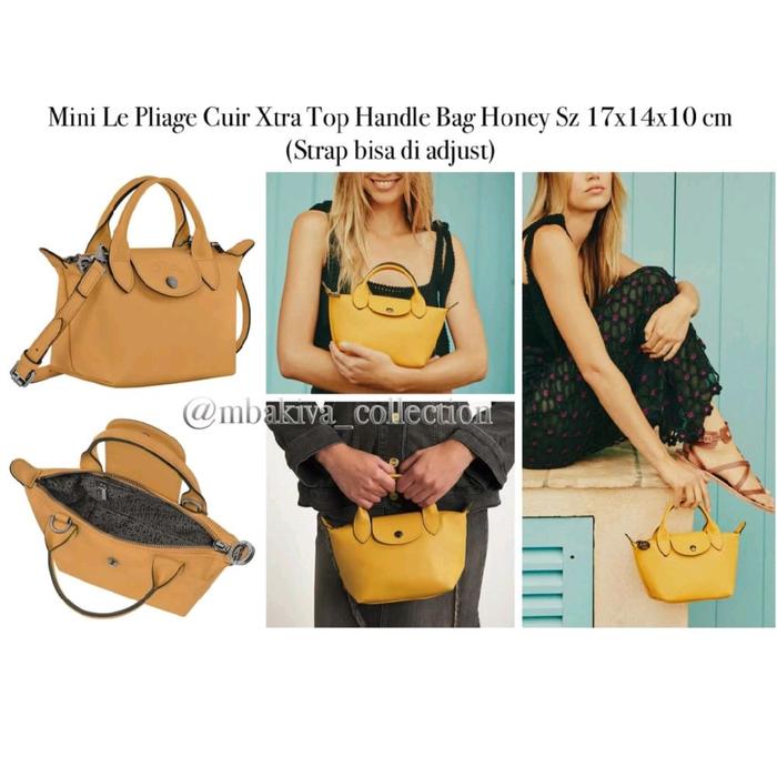 Mini Le Pliage Cuir Xtra Top Handle Bag Honey