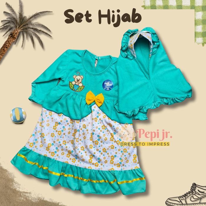 Pepi Jr - Baju Dress Gamis muslim anak perempuan 1-2 tahun murah Ms-02 Lebaran Cewek Cantik