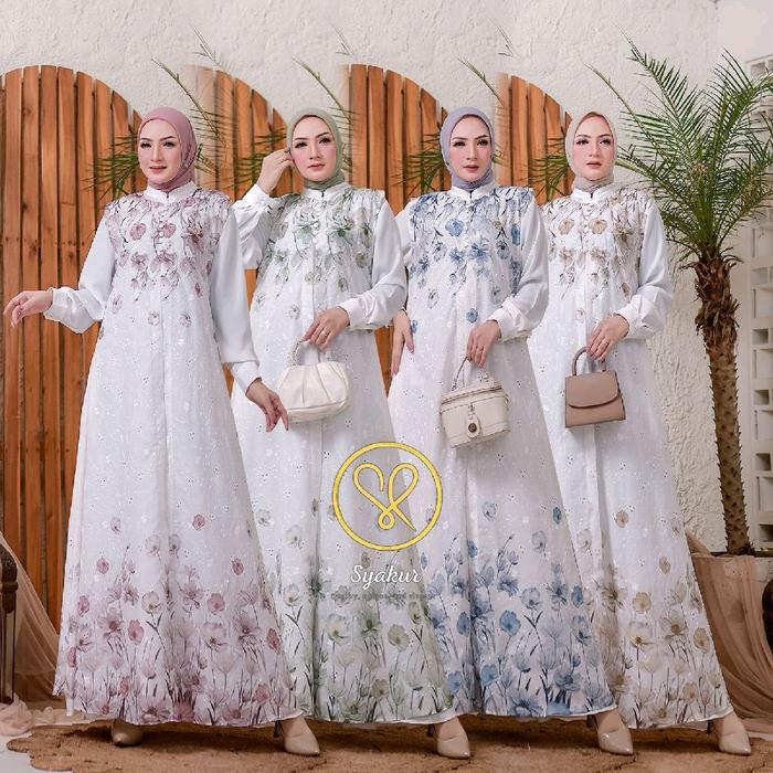 gamis katun bordir by syakur collection/gamis syakur collections terbaru best seller