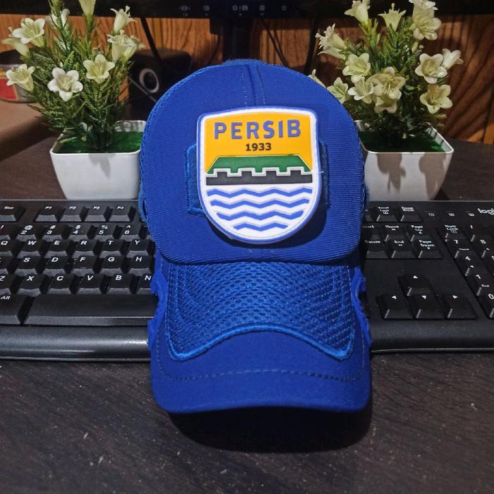 topi coak biru cotton original satu set logo persib
