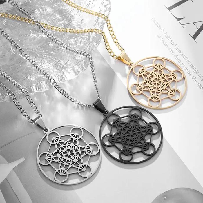 Flower of Life Chakra Spirituality Stainless Steel Necklace Archangel Sacred Geometry Metatron Neckl