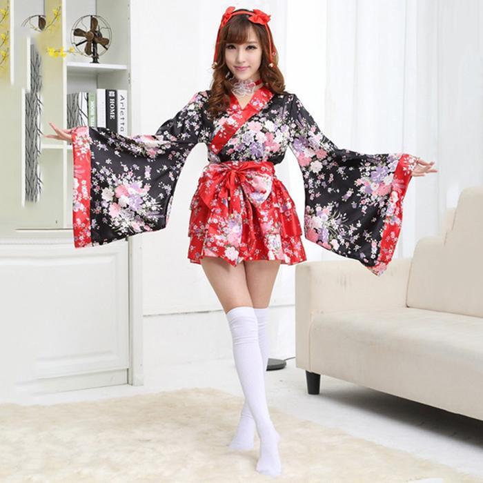JX3X5K Kimono Lingerie Bikini Baju Tidur Wanita Halus Motif Bunga