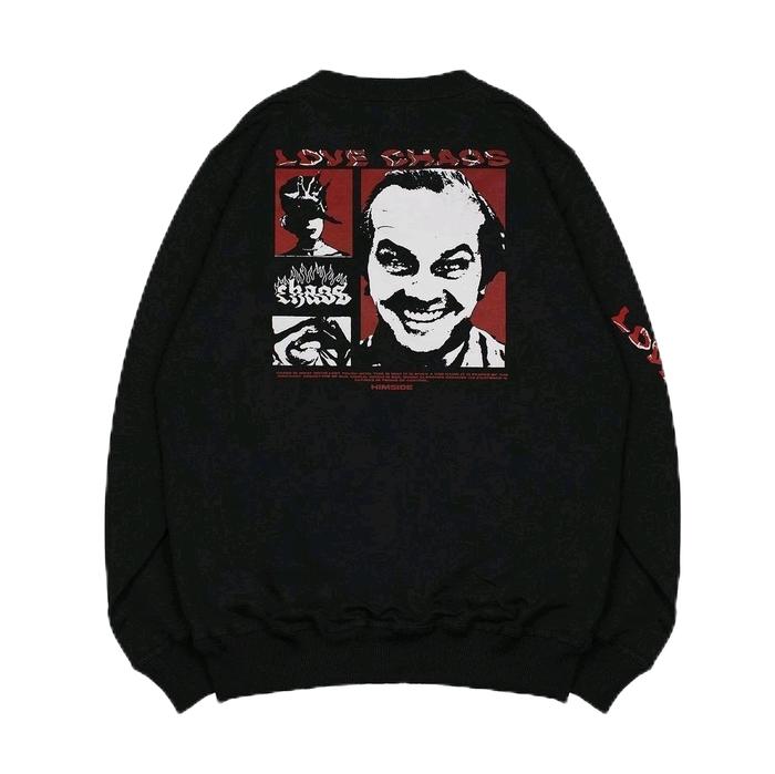 CREWNECK LOVE CHANGE BLACK ORIGINAL HIMSIDE Fleece Katun Keren Nyaman Sablon Sweater Santai