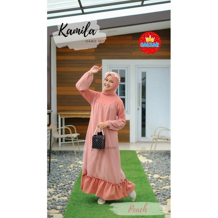 Setelan Gamis Brokat Jilbab Pasmina Anak Tanggung/Remaja Perempuan sz 8-16 Kamila Dress Caesar