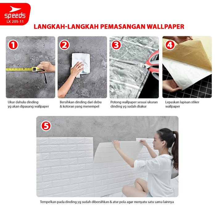 SPEEDS SNI Wallpaper Dinding 3d Foam Batik Putih Wallpaper Dinding Sticker Dinding Berstandar 205-1