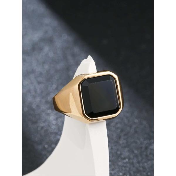 Cincin Pria Kotak Hitam / Cincin Titanium Onyx Keren